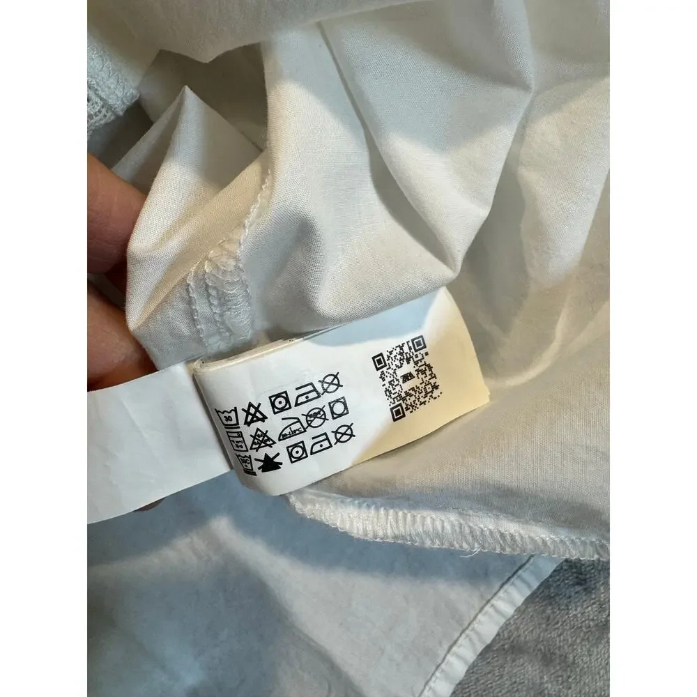 ZARA White Embroidered Peter Pan Collar Puff Sleeve Blouse Top Size M NWT